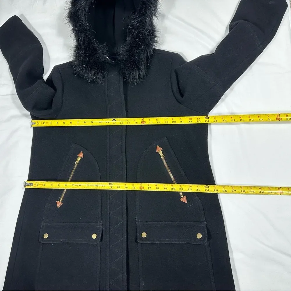 J Crew Chateau Parka In Italian Jacket Coat Womens 18 Black Hooded Stadium Cloth